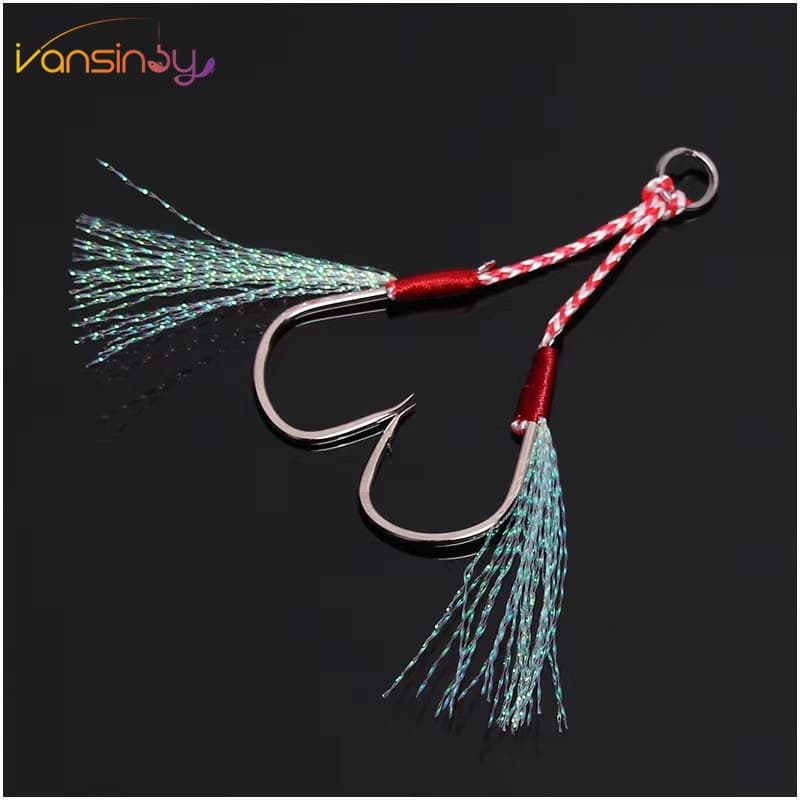 1pcs Anzóis Auxiliares De Pesca De Anzol Simples Duplos Lento Par Rápido
