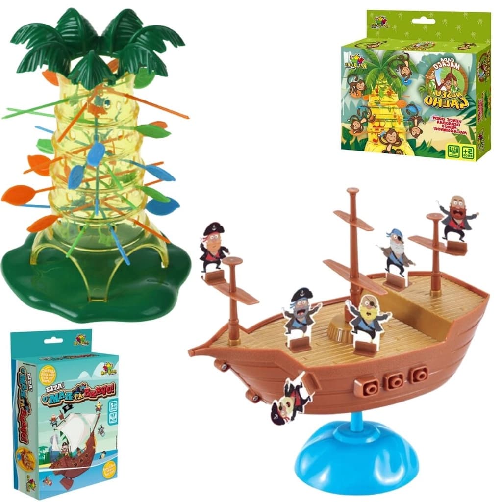 Combo Kit 2 Jogos Navio Pirata +Cada Macaco no Seu Galho Brinquedo infantil