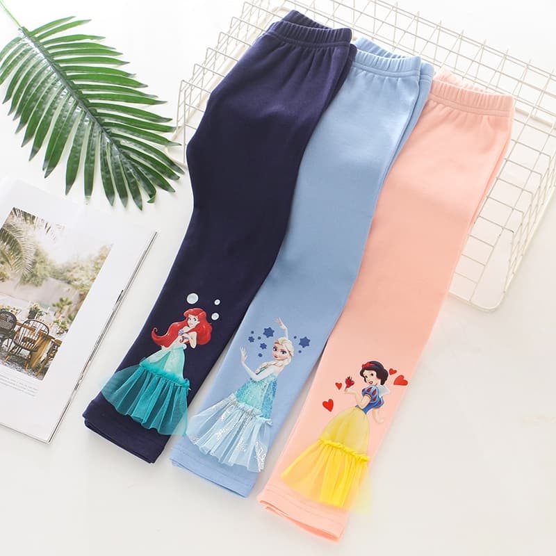 Crianças Meninas Leggings Verão Bezerro Comprimento Calças Dos Desenhos Animados 3D Anna Elsa Adolescentes Casa Congelad