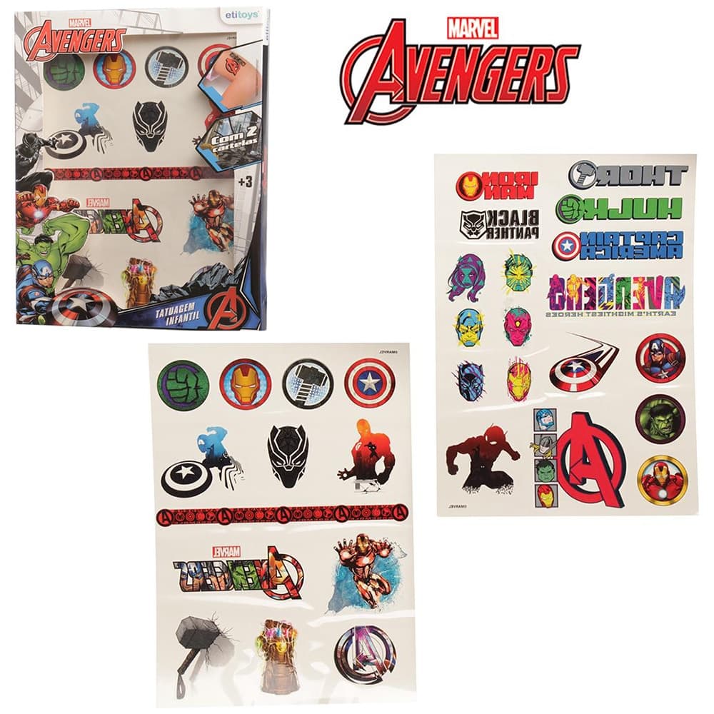 Tatuagem Infantil com 30 Peças - Vingadores