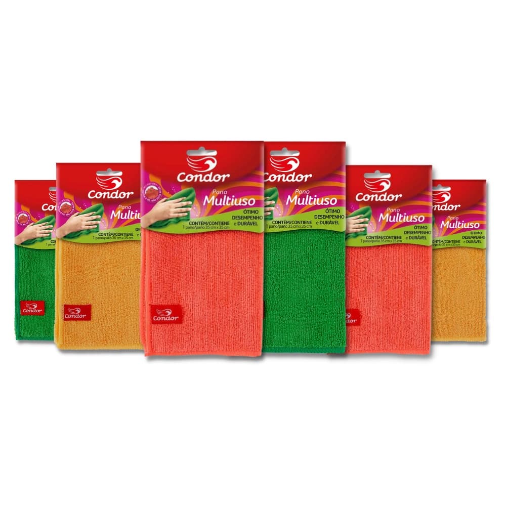 Kit 6 Un - Pano Multiuso Microfibra 35x35cm - Condor