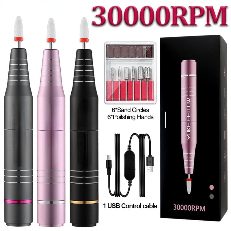 Lixadeira Porquinho Lixa Motor Unha Elétrica Profissional 35000 RPM Bivolt USB Cable Nail Polishing Pen