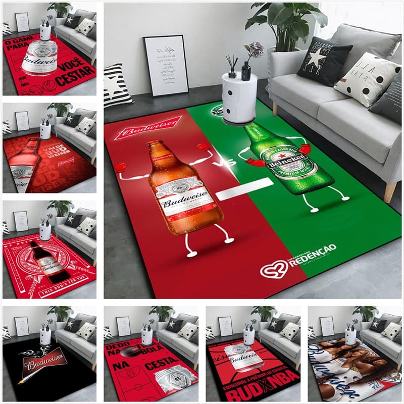 Budweiser Cerveja Impressão Tapete Quarto Cabeceira Sofá De Porta Do Banheiro Absorvente E Antiderrapante Personalizável
