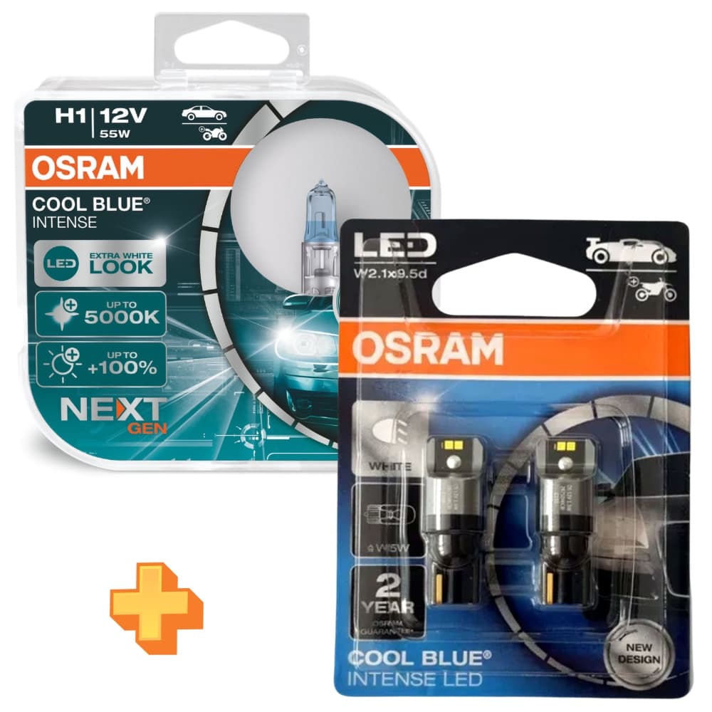Kit Par de Lâmpadas H1 Cool Blue 5000k+T10 LED 6000k Osram