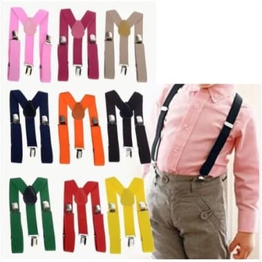 Suspensório Infantil Colorido Regulável Elástico Liso Social Unisex Pajem 80 Cm Kids