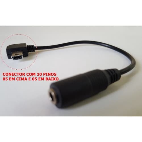 Cabo Adaptador Mini Usb 10 Pinos P/ Microfones P2 Para Câmeras Gopro 3 e 4