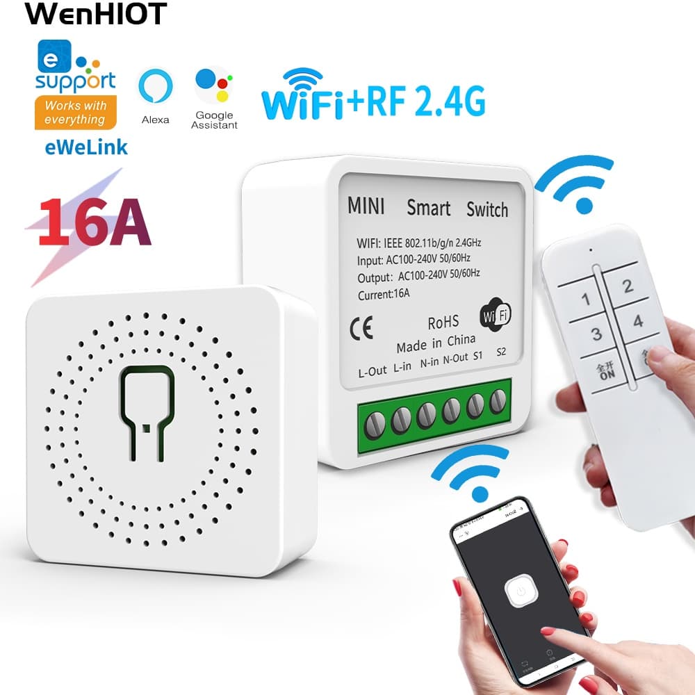 WiFi mini Interruptor Inteligente Sem Fio Suporte eWeLink APP Amazon Alexa Google Home Controle De Voz