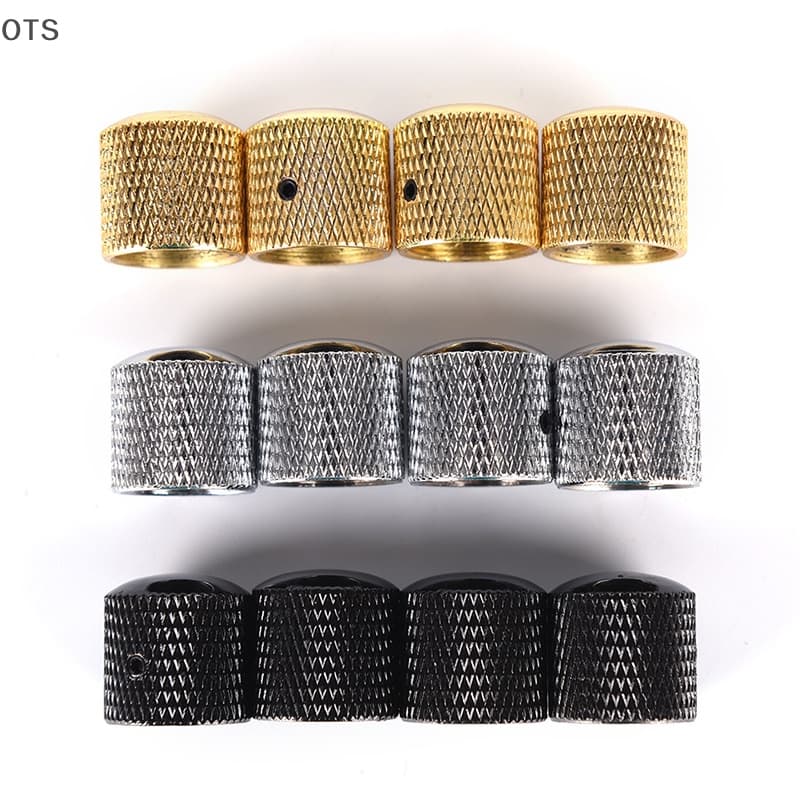 OTS 4 Peças De Metal Elétrico Baixo Guitarra Botões De Controle De Tom De Volume Cúpula + Chave