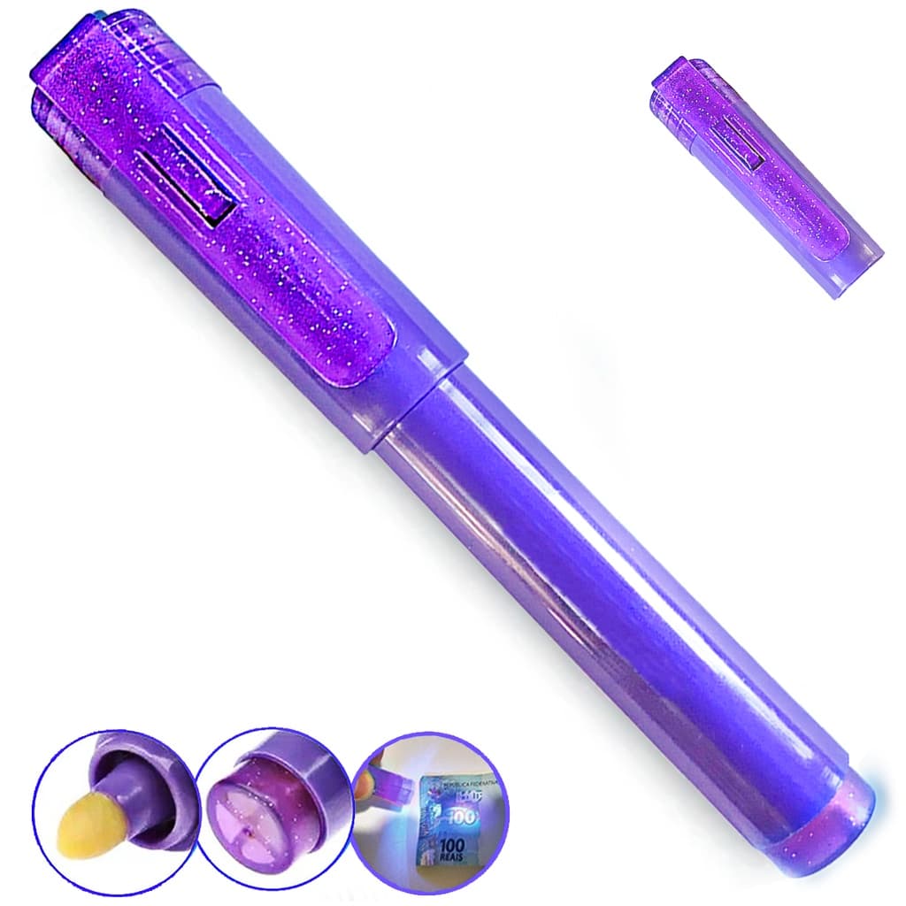 Caneta Testadora de Dinheiro E Marcadora De Nota Falsa Detector de Nota Falsa Com Luz Negra Luatek cor Azul e Roxo