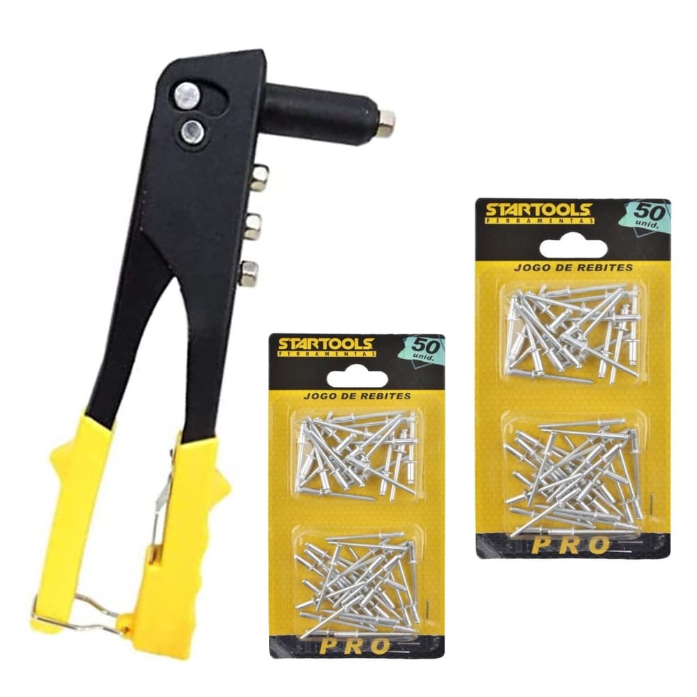 Rebitadeira Manual Pro 4 Pontas Startools C/ 100 un de Rebites