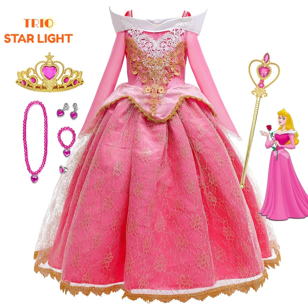 Fantasia De Princesa Aurora/Vestido Para Festa De Menina/Cosplay Animado Beleza Dormindo Halloween Meninas