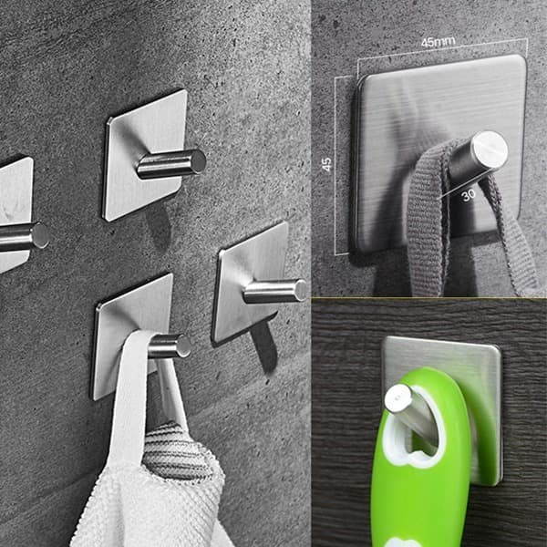 Gancho De Parede Inox Adesivo Pendurar Roupas Chaves 2 Pçs