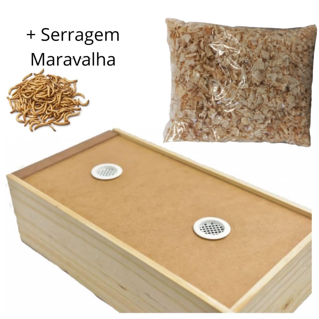 Caixa Para Criação De Tenébrio Insetos Larvas  + Maravalha