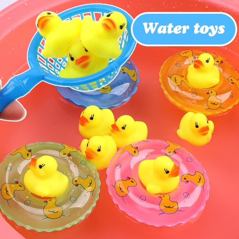 5 Peças / Set Brinquedos de Banho de Bebê Brinquedos de Banho de Bebê Pato Amarelo Meninas Pinça Gritando Patos Pequenos 6-12 Meses Brinquedos de Banho de Bebê