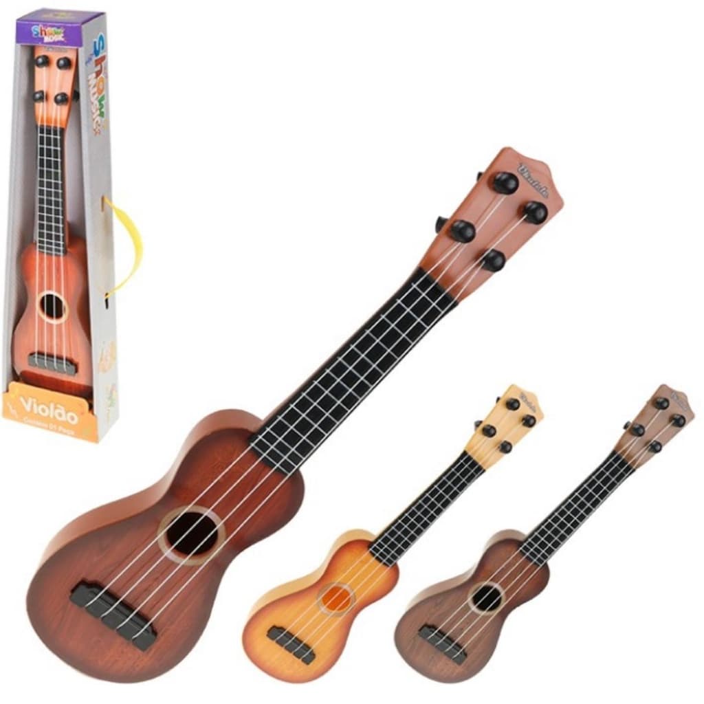 Brinquedo Violão Criança Acústico Faz de conta Corda Nylon Marrom Violão Infantil, escala reduzida
