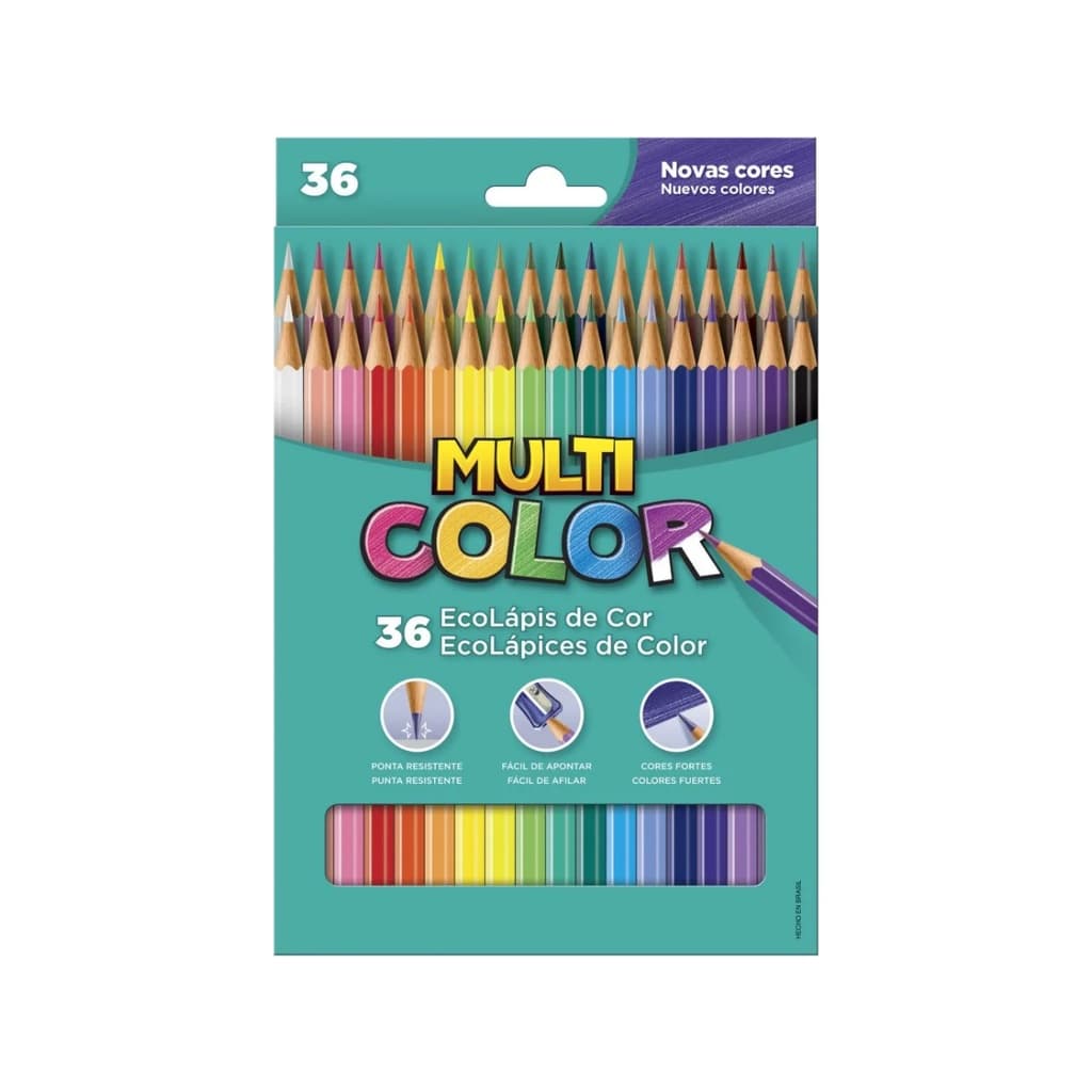Lápis de cor Multi Color 36 cores Ecolápis cores vivas