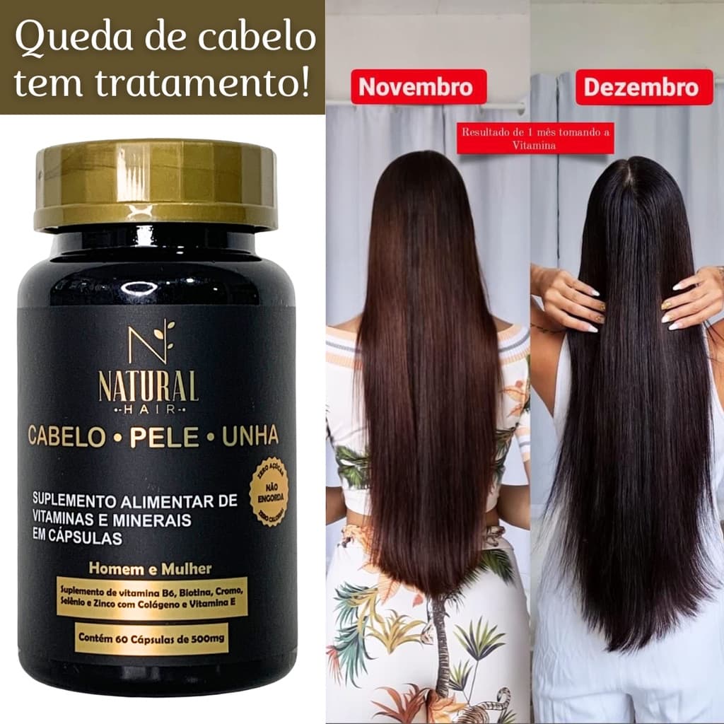 Vitamina para crescimento capilar e combate a queda Natural Hair caps c/60cps