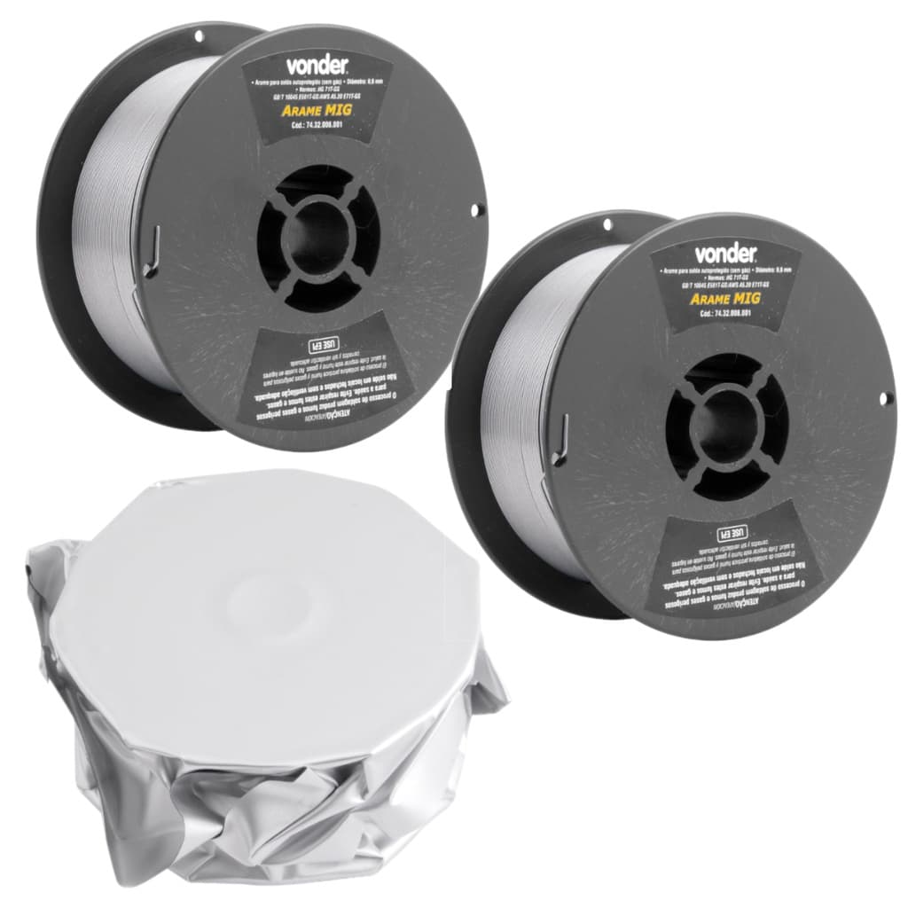 Kit 3 Carretel 1Kg Arame para Solda Mig S/ Gás 0,8mm Vonder