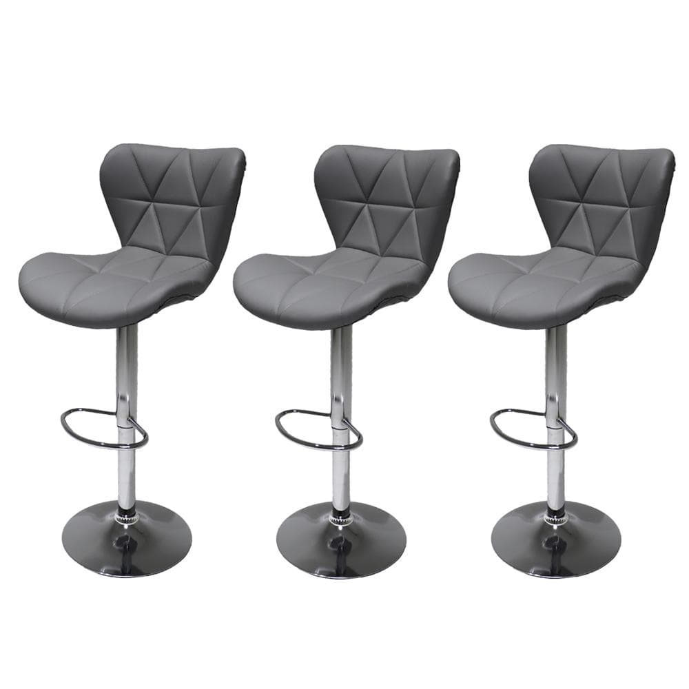 Kit 3 Banquetas  Cinzas Altas Estofadas Giratórias: Conforto e Estilo para Cozinha e Bar