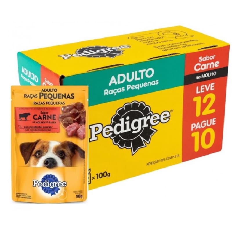Sachê Pedigree Pague 10 Leve 12 Cães Raças Pequenas Carne