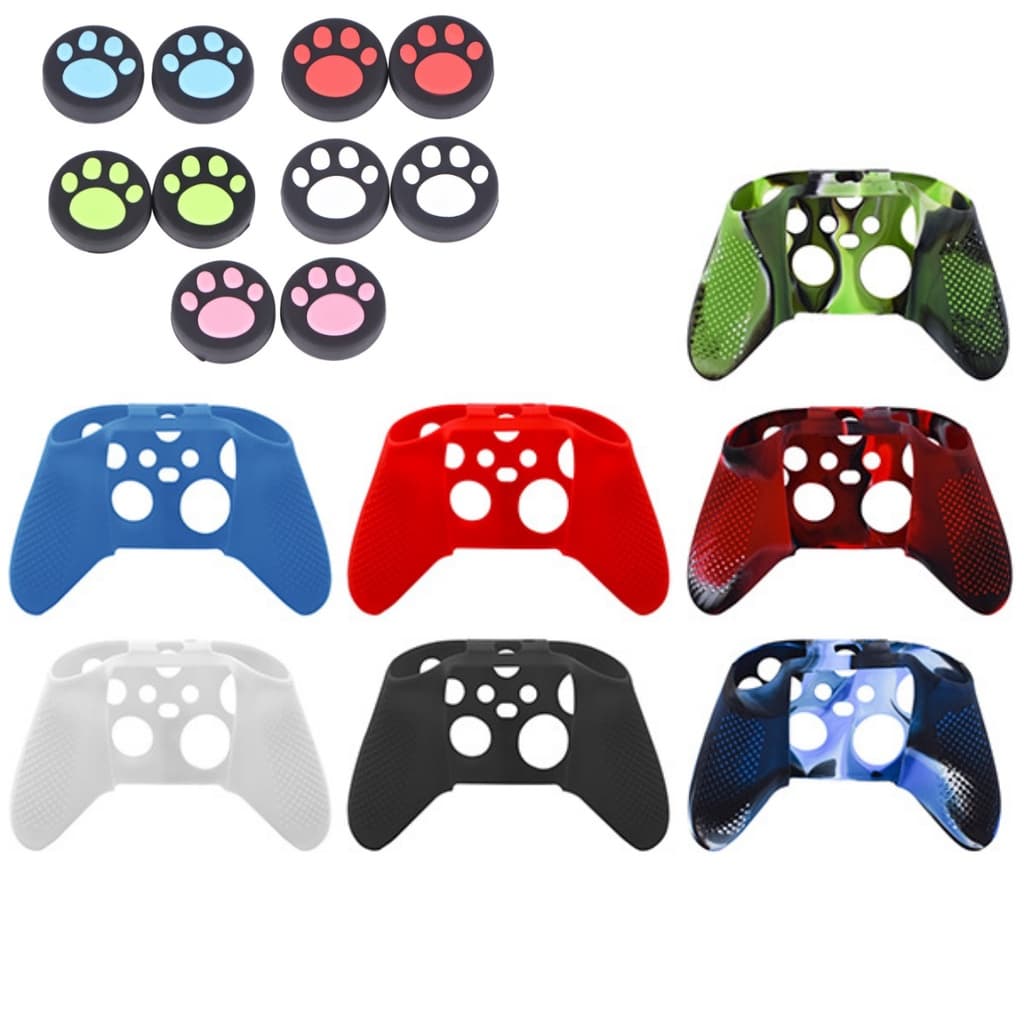 01 Capa Controle + 01 Par de Grips Analógico Patinha Controle Manet Joystick de Xbox Series S e X