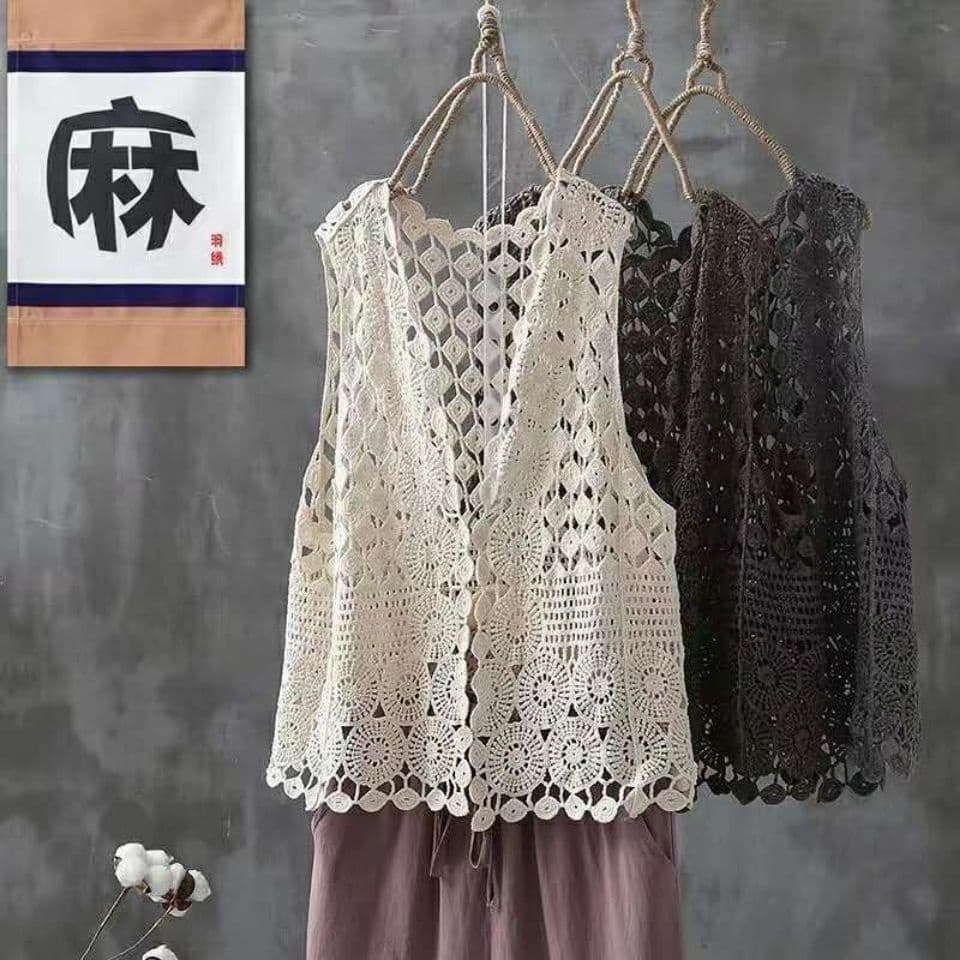 2023 novo jogo exterior puro algodão malha colete respirável protetor solar Cardigan estilo colete feminino na moda esti