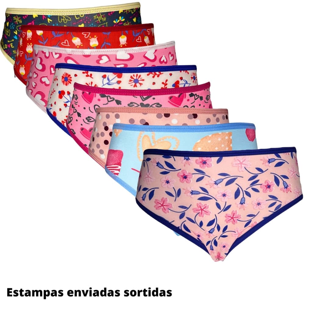 calcinhas infantil kit com 5 estampadas Microfibra com forro djl