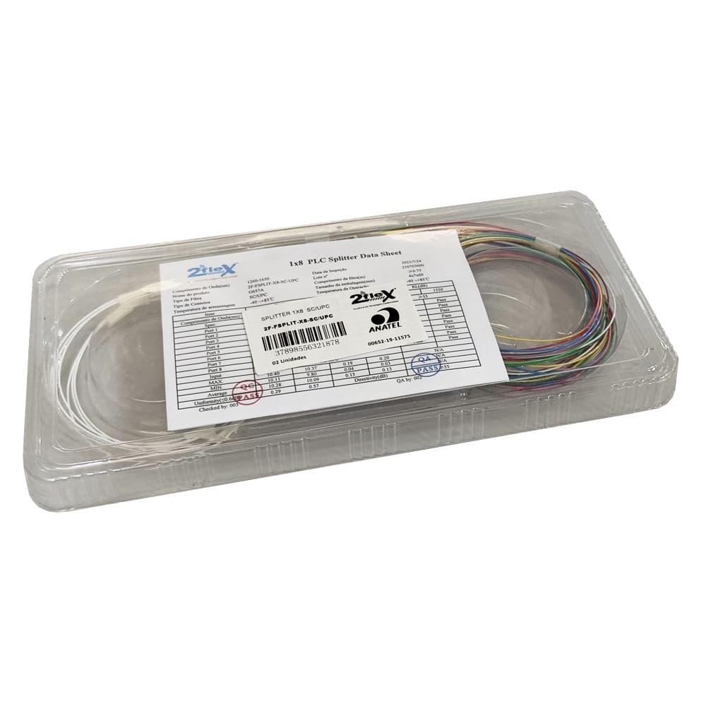 SPLITTER BALANCEADO 1X8 SC UPC AZUL 2F-FSPLIT X8 2FLEX