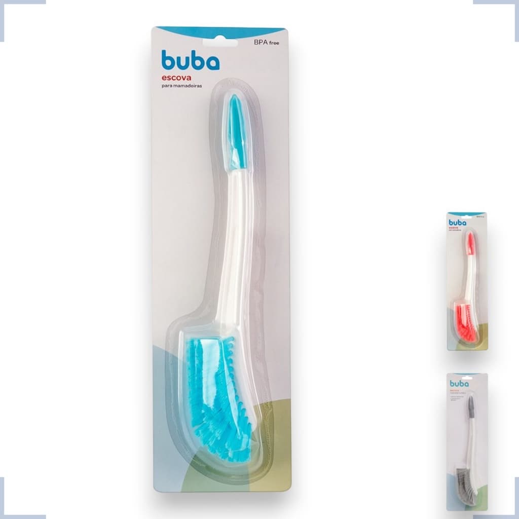 Escova Limpadora Lavadora Mamadeiras Garrafas E Bico Cerdas Macia Higiene Bebe Buba