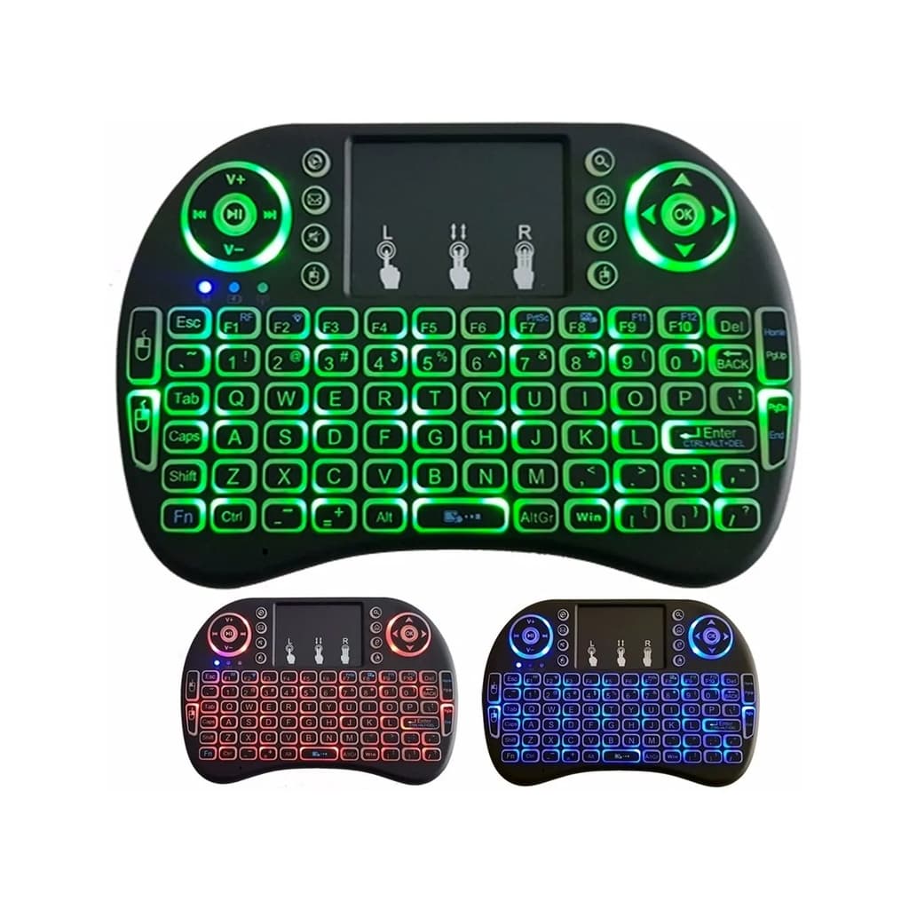 Mini Teclado Keyboard Controle Sem Fio Wireless Para Tv Box Smart Tv Iluminado Luz Led