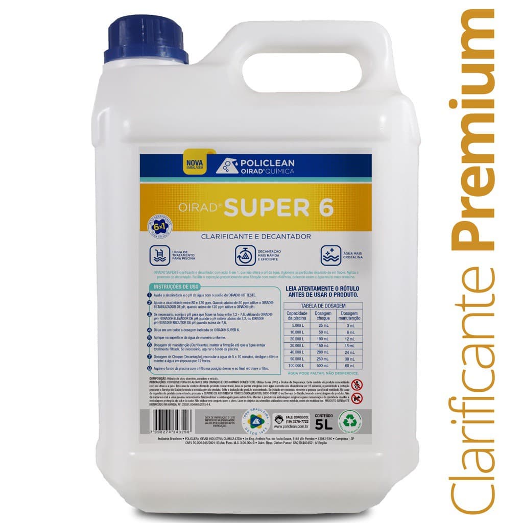 Oirad Super-6 | Clarificante, Floculante E Decantador Premium 05 Litros