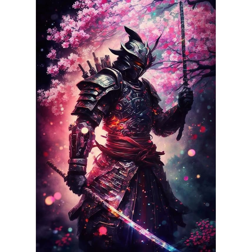 Quadro Decorativo Samurai Sakura Guerreiro, decoração casa Quadro Decorativo japonês gueixa samurai tamanho grande Decoração para sala casa cozinha quarto Quadro decorativo abstrata Moderno Decoração Sakura Guerreiro, Sunset Retro arte #127