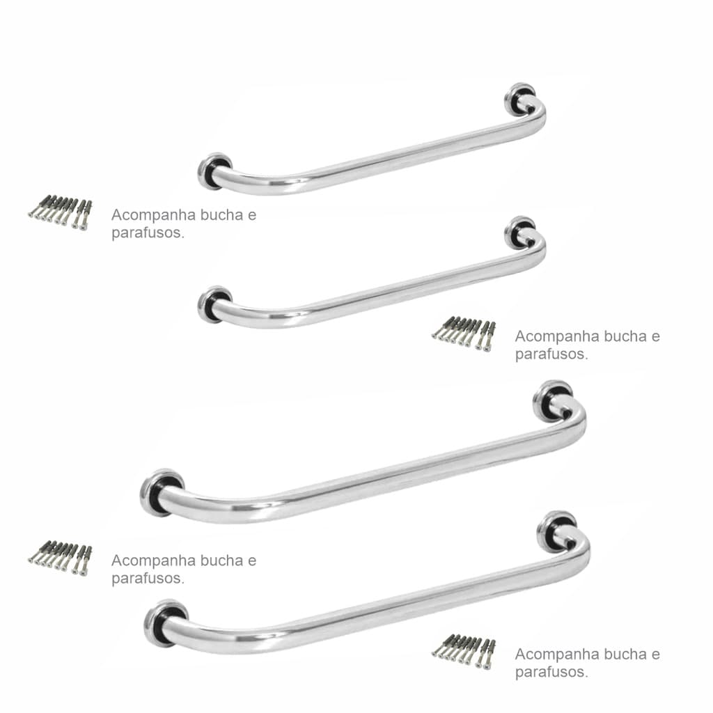 Kit 4 Barras alças de segurança em alumínio 2 de 40 Cm + 2 de 60 cm