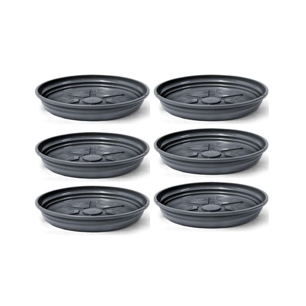 6 Prato de Vaso 41cm x 6cm Coletor de Agua Suporte Redondo De Plástico 10 De Planta Preto Para Vasos Grandes - Nutriplan