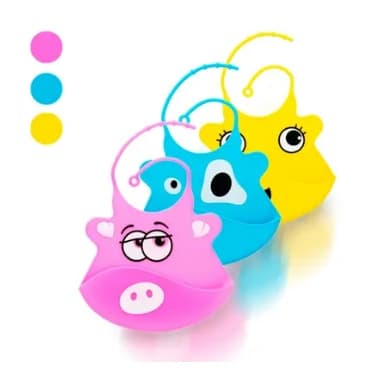 Babador Infantil De Silicone Estampa Sortida 20x35cm