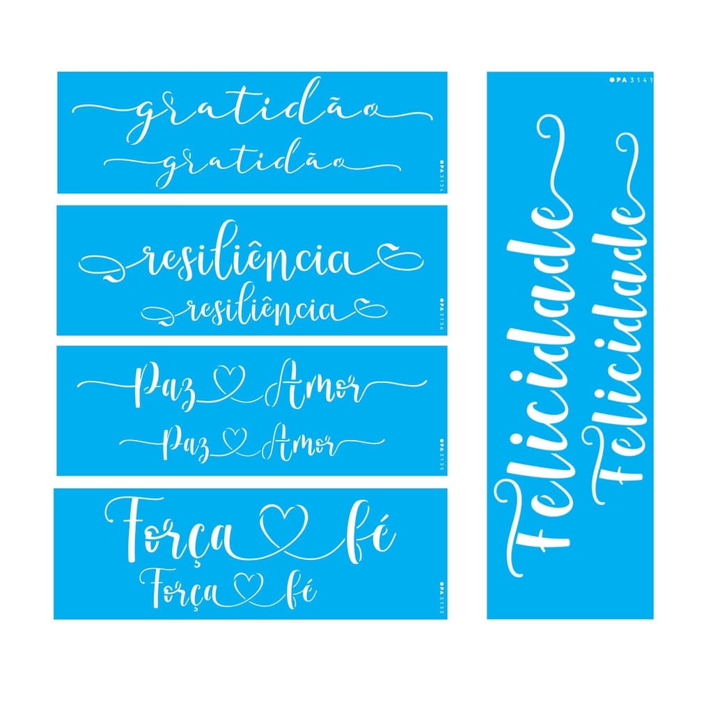 Kit de Stencil Opa Com 5 Stencil Palavra Lettering 10x30