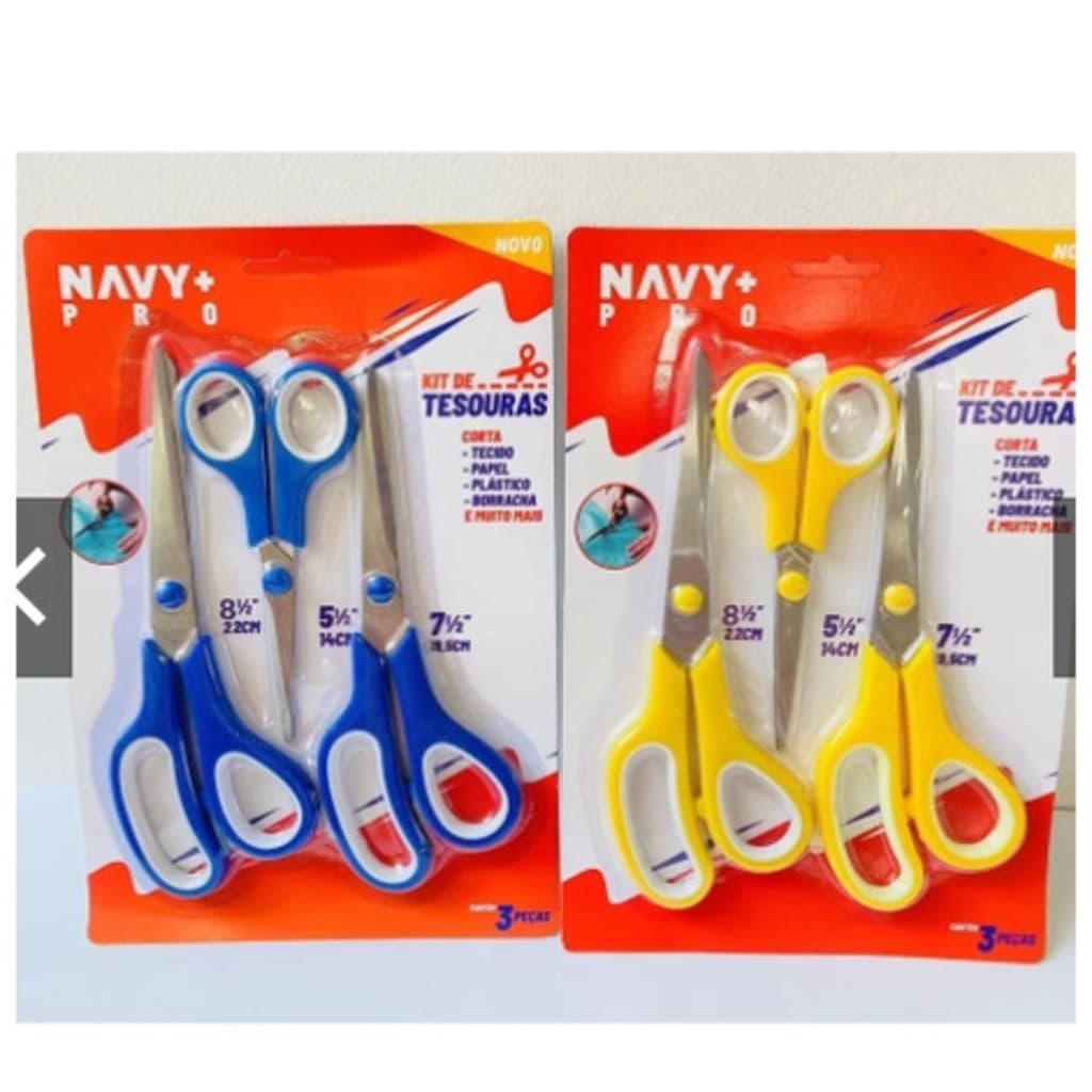 kit3Tesouras Multiuso Multi Funções Cabelo Papel Plástico Borracha Eva, costura e utilidades cozinha Tesoura