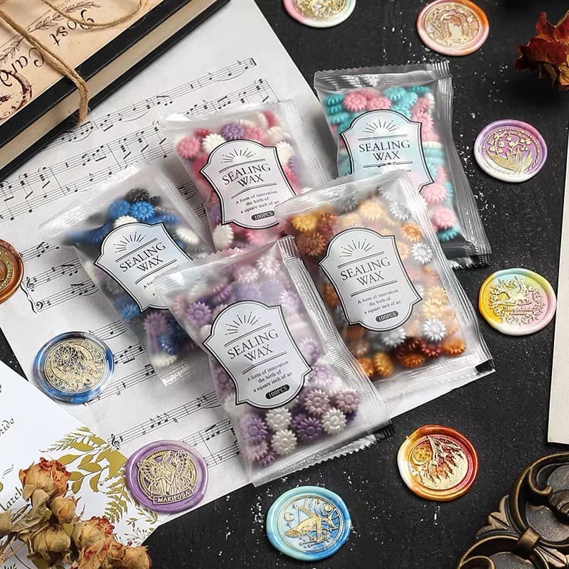 100pcs/Bag Sunflower Mix Color Sealing Wax Beads Para Selo De Cera Vintage Scapbooking Craft Convite