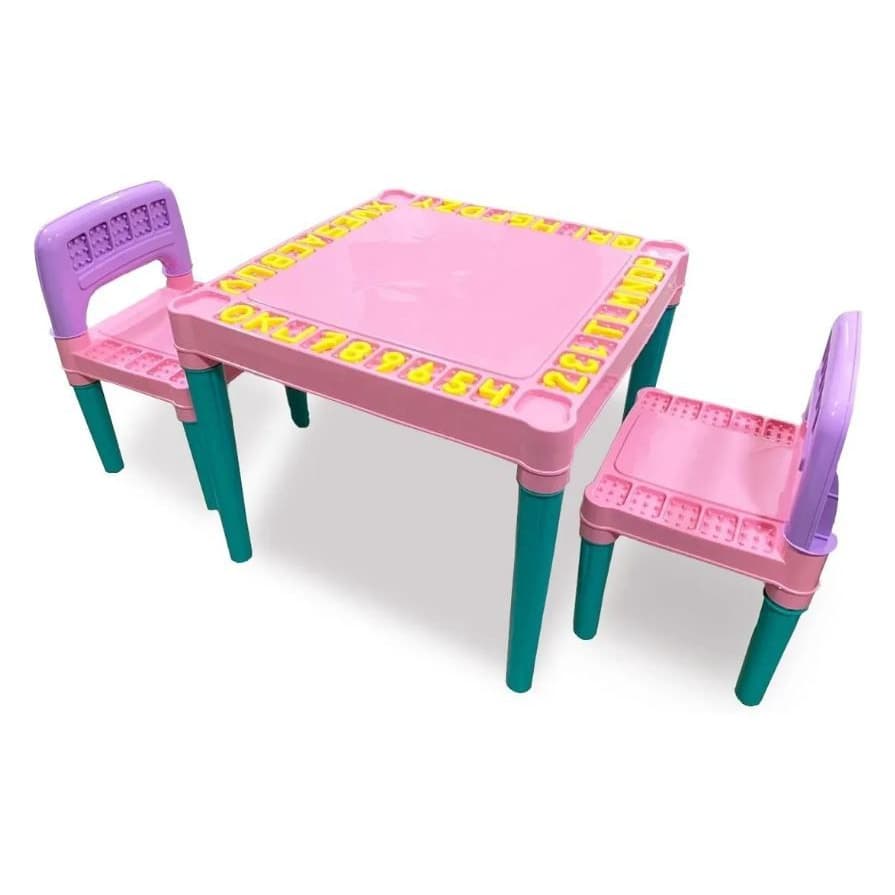 Mesa Infantil Educativa com 2 Cadeira Tritec Rosa