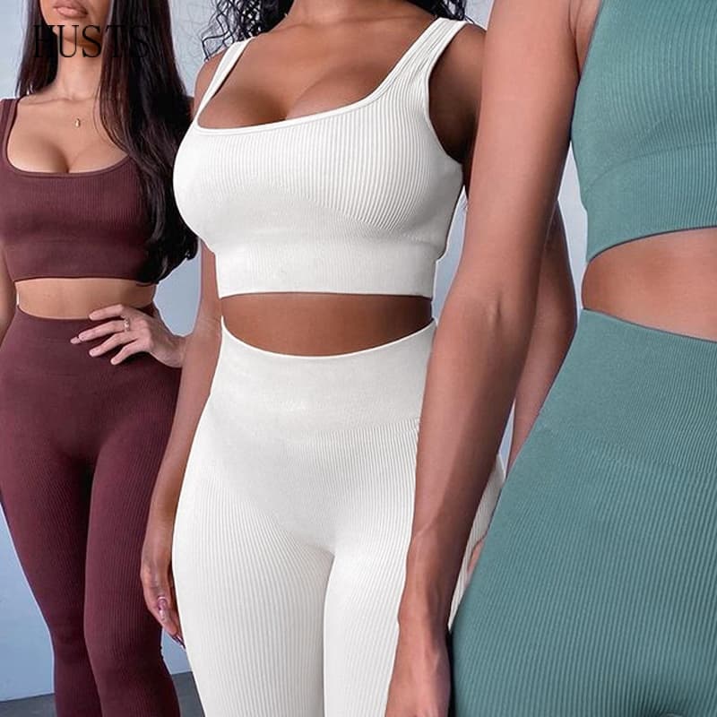 Conjunto de 2 peças de sutiã feminino para ioga leggings sem costura para mulheres de cintura alta academia XBR2150