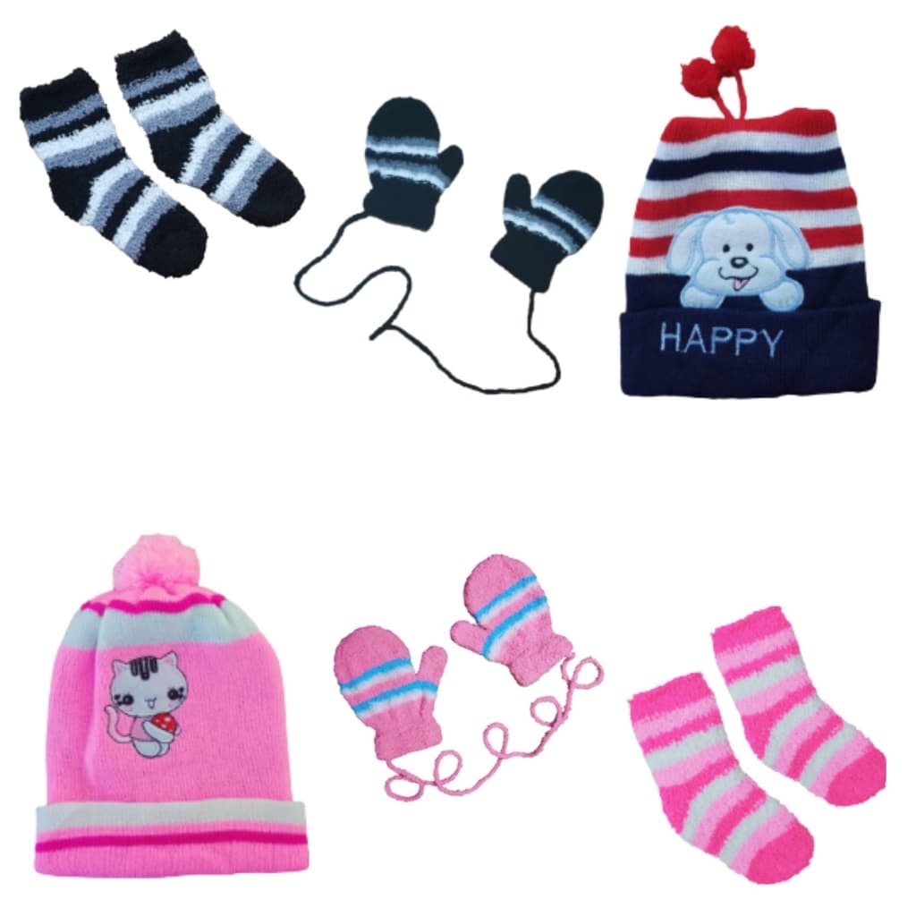 KIT FRIO INVERNO INFANTIL1 TOUCA+PAR DE LUVAS+PAR DE MEIAS