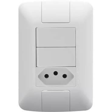 Conjunto 4x2 com 2 Interruptores Simples 6A 250V e Tomada 2P+T 20A 250V - Tramontina