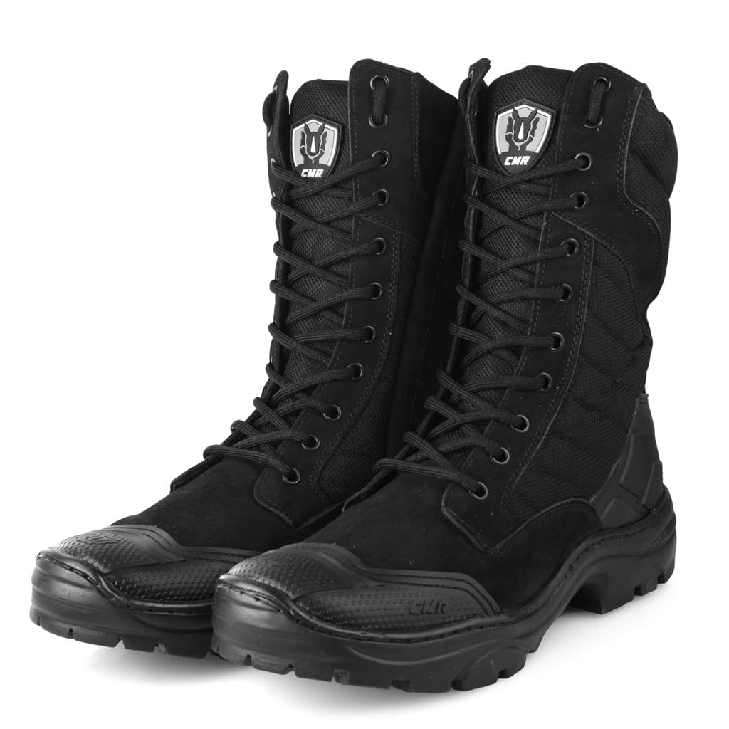 Bota Coturno Masculina Couro Militar Cano Médio Estilosa Unissex CMR Shoes