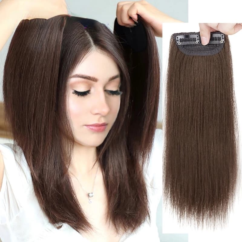 Peças De Cabelo Fofas Sem Costura Invisíveis Patch Women Pads Sintéticos Lisos Para Cabelos Meninas Aumento Do Volume Espessado Extensões Clip Top E Side