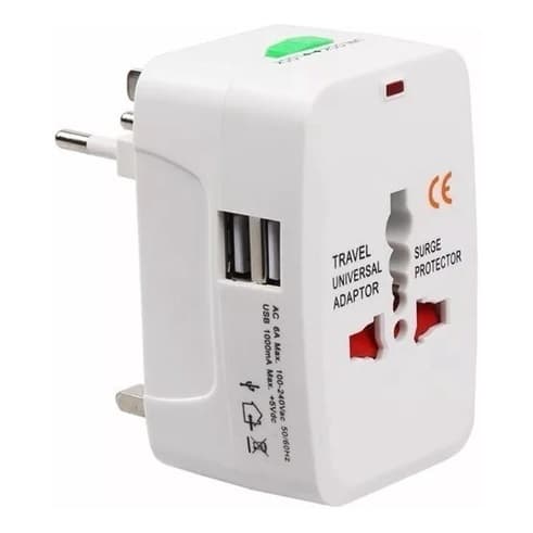 Adaptador De Tomada Universal Com 2 Usb Para + De 150 Países