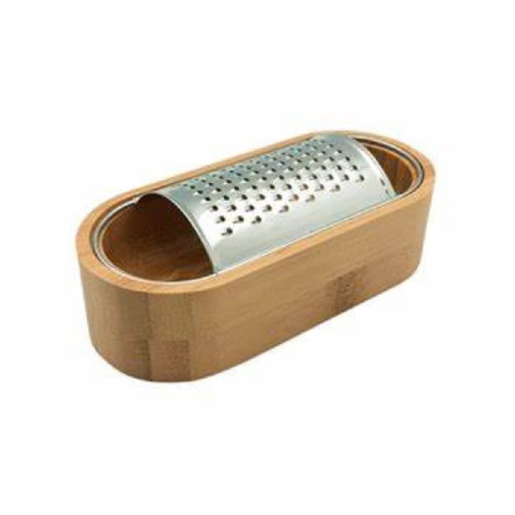 Ralador De Queijo Bambu Mesa C/ Recipiente Macarrão Risoto Culinária Cozinha Inox
