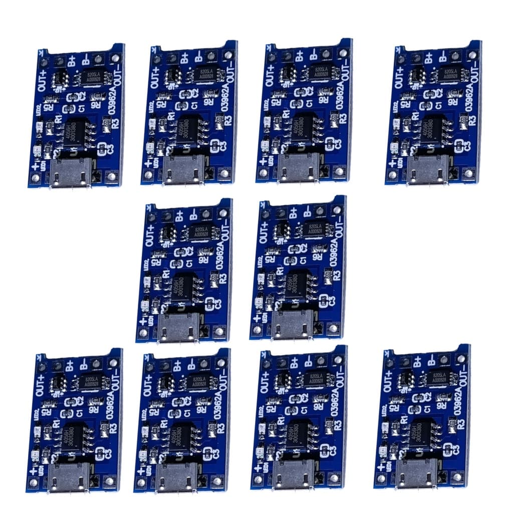 10 Pçs Carregador Tp4056 Bateria 18650 5v 1a Micro Usb V8 2s