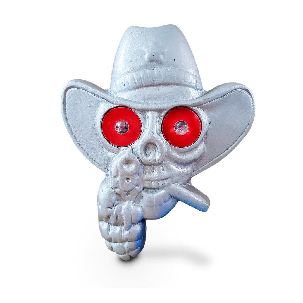 Caveira Cowboy Revolver Caminhão Olho De Led Vermelho 24v
