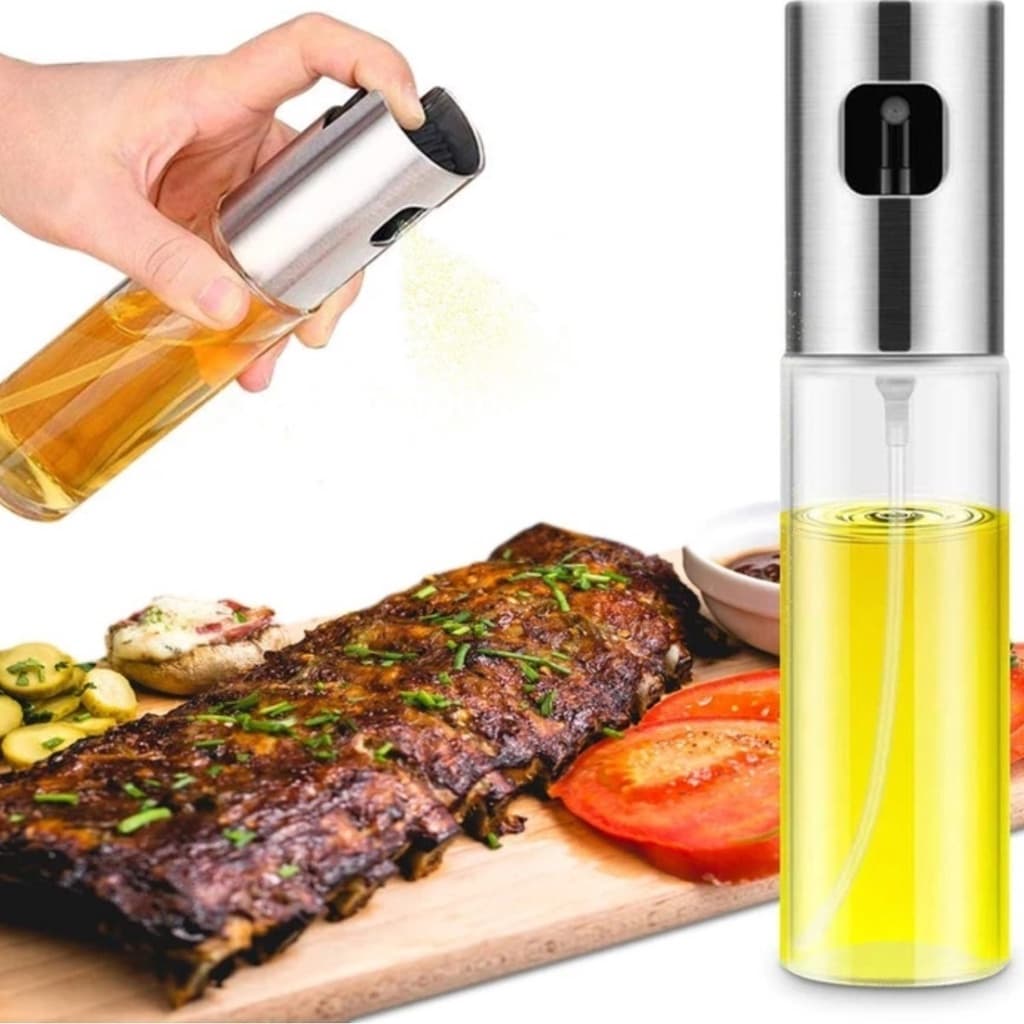 Pulverizador Spray De Azeite Borrifador Oleo De Coco porta Tempero Garrada de Azeite Corpo em Vidro Inox