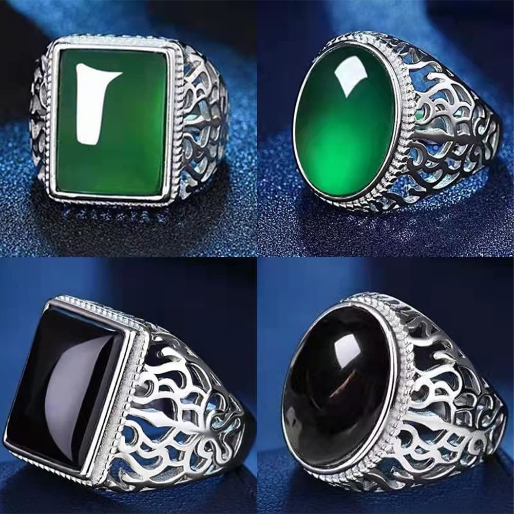 Imitação De Moda Ajustável Personalidade Do Anel De Ágata Simples Masculino Trendy Gemstone Jewelry Hot